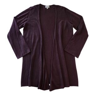 PURE COLLECTION 100% Cashmere Open Front Long Cardigan Sweater Purple Women's XL